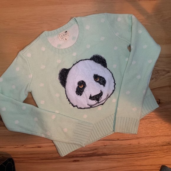 cottagecore crop polka dot panda sweater urban outfitters y2k - Picture 4 of 8